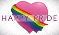 Heart with Greeting Message and Rainbow Ribbon for Pride Event, Vector Illustration Royalty Free Stock Photo