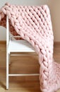 Giant Pink Plaid Woolen Knitted