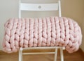 Giant Pink Plaid Woolen Knitted