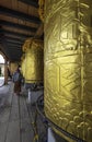 Giant prayer wheels at the Memorial Chorten in Thimpu, Bhutan. Royalty Free Stock Photo