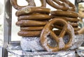 Large Salted New York street pretzel for sale Royalty Free Stock Photo