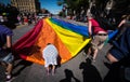 Giant Pride Flag being Unfurled