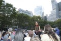 Giant puppet Amal at Bryant Park in New York City