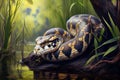 giant python in the jungle. Generative AI, Generative, AI Royalty Free Stock Photo