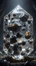 Giant Raw Crystal Unveils Floating Meteorites in Mystical Cave Royalty Free Stock Photo