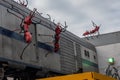 Giant red ants attacking a train at the Vinegar Yard