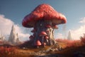 Giant red mushroom fantasy. Generate ai