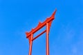 Giant red swing on blue sky in Bangkok Royalty Free Stock Photo