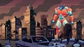 Giant Robot in City