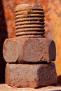 Giant rusty bolt macro Royalty Free Stock Photo