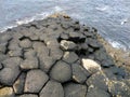 The Giant\'s Causeway in the county antrim in northern Ireland . Interlocking basalt columns . Causeway Coast line . Royalty Free Stock Photo