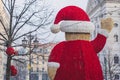 Giant Santa statue in the middle of the street in Baixa Chiado, Lisbon, Portugal Royalty Free Stock Photo