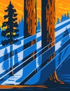 The Giant Sequoia National Monument Located in the Southern Sierra Nevada in Eastern Central California USA WPA Poster Art