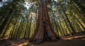 Giant sequoia tree in forest natural light Royalty Free Stock Photo