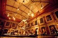 Giant skeletons of Brachiosaurus and Diplodocus in Dinosaur Hall