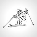 Giant Slalom Ski Racer outline silhouette. Vector illustration