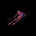 Giant Slalom Ski Racer silhouette. Color illustration Royalty Free Stock Photo