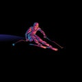 Giant Slalom Ski Racer silhouette. Color illustration Royalty Free Stock Photo
