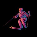 Giant Slalom Ski Racer silhouette. Color illustration Royalty Free Stock Photo