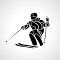 Giant Slalom Ski Racer silhouette. Vector illustration Royalty Free Stock Photo