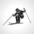 Giant Slalom Ski Racer silhouette. Vector illustration