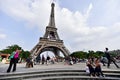 Giant soccer ball suspended on the Eiffel Tower during the UEFA