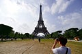 Giant soccer ball suspended on the Eiffel Tower during the UEFA