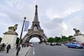 Giant soccer ball suspended on the Eiffel Tower during the UEFA