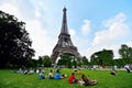 Giant soccer ball suspended on the Eiffel Tower during the UEFA