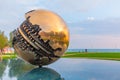 Giant sphere of A. Pomodoro in Pesaro, Italy