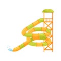 Giant spiral tube water slide. Extreme attraction. Equipment for aqua park. Flat vector illustration Royalty Free Stock Photo