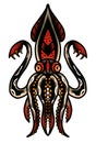 Giant Squid Tattoo Executed in the Traditional Style Royalty Free Stock Photo