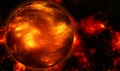 Giant star burning with fiery intensity. Red, yellow and orange fusion reaction from the hot gases. 3D illustration