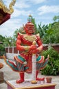 Giant statue a guard fornt off the temple gate