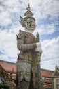 the Giant statue at Temple of the Emerald Buddha Wat phra kaew ,Bangkok,Thailand Royalty Free Stock Photo