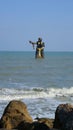 Huge Giant statue in Thai literature stands in the sea