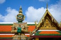 Giant statue in Wat Phra Keaw, Royal Grand Palace in Bangkok Thailand. Royalty Free Stock Photo