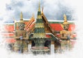 Giant statues are guardian at Grand Palace in Bangkok