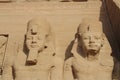 GIANT STATUES OF RAMSES II IN ABU SIMBEL TEMPLE Royalty Free Stock Photo