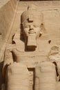 GIANT STATUES OF RAMSES II IN ABU SIMBEL TEMPLE Royalty Free Stock Photo