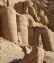 GIANT STATUES OF RAMSES II IN ABU SIMBEL TEMPLE Royalty Free Stock Photo