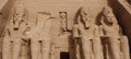 GIANT STATUES OF RAMSES II IN ABU SIMBEL TEMPLE Royalty Free Stock Photo