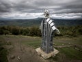 A giant steel sculpture called the Heart of Jesus on Mount Gordon near the village of Lupeni in Romania