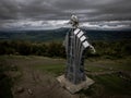 A giant steel sculpture called the Heart of Jesus on Mount Gordon near the village of Lupeni in Romania