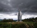 A giant steel sculpture called the Heart of Jesus on Mount Gordon near the village of Lupeni in Romania