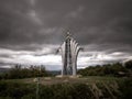 A giant steel sculpture called the Heart of Jesus on Mount Gordon near the village of Lupeni in Romania