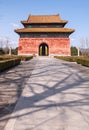 Giant stele visible inside entrance hall to Ming Tombs Changling, China Royalty Free Stock Photo