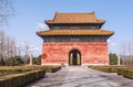 Giant stele visible inside entrance hall to Ming Tombs Changling, China Royalty Free Stock Photo