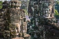Giant stone faces at the Bayon temple in Angkor Wat, Cambodia