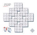 Giant Sudoku for smartest. Logic puzzle. Big size game with 9 squares, difficult level. Printable page for kids brain teaser book